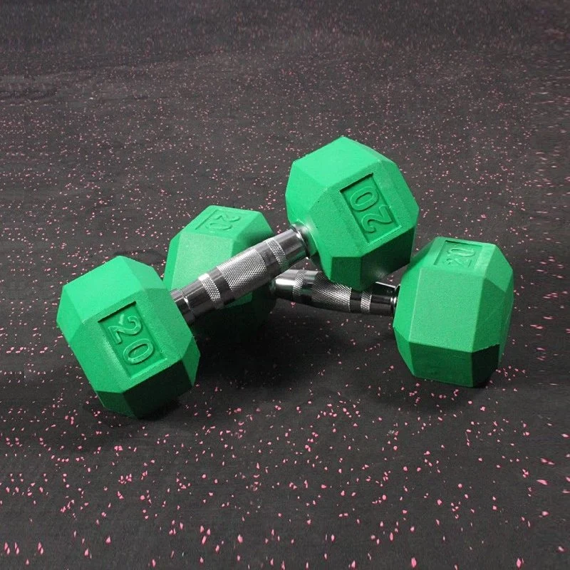 Professional Wholesale Gym Weights Fitness Equipment Crossfit Rubber Coated Hex Dumbbell